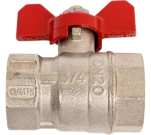 Шаровой кран TIEMME Mistral ВВ 3/4", красная бабочка, 2360003
