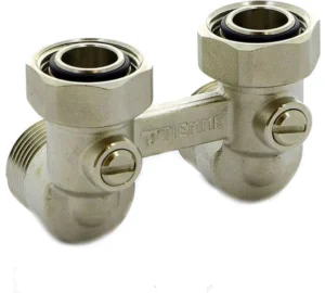 Радиаторный узел TIEMME НВ, 3/4"х3/4"ЕК, H-блок угловой со встроенными кранами, 2-трубная система, 3390002