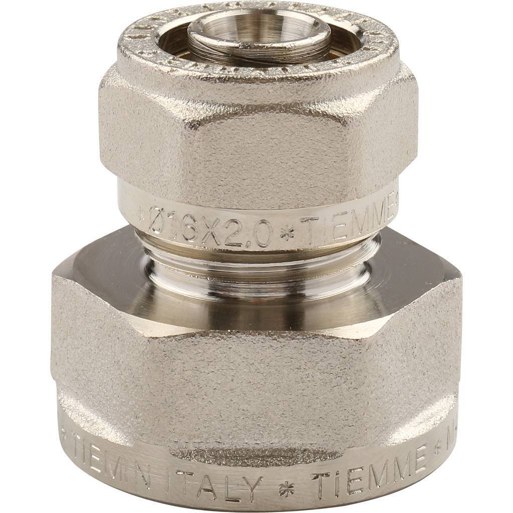 RQLAGJ249973IL Муфта TIEMME с внутренней резьбой (16х2.0х3/4) для металлопластиковых труб винтовой, 1600035 — изображение 1