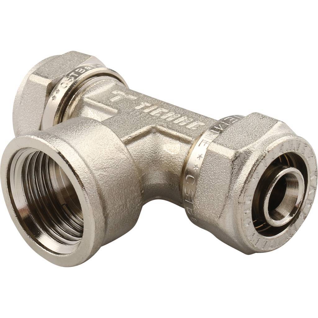 RQLAGJ24A6G6GK_03 Тройник TIEMME с внутренней резьбой (16х2.0х1/2) для металлопластиковых труб винтовой, 1600018 — изображение 1