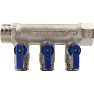 Коллектор TIEMME 1/2х3/4 с кран. на 3 выхода, 1820003 (1823N160403) — изображение 3