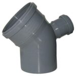 Отвод ПВХ Ф110x45°, с выходом, Ф50 вверх, для ответвления дополнительной линии